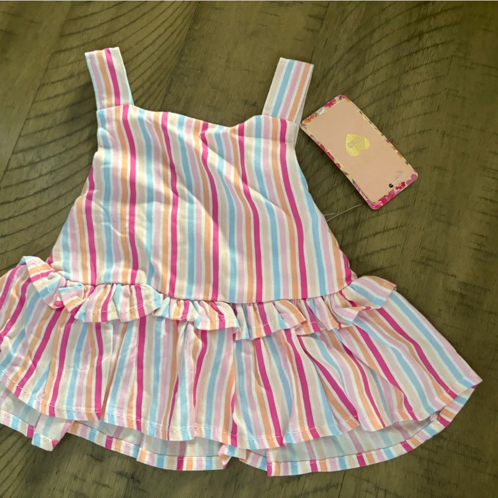 NWT Multicolor Striped Kids pants shirt Set by Btween everyday spring vacation - Picture 2 of 5